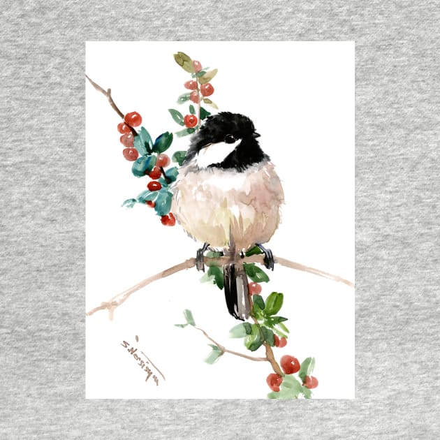 chickadee and berries by surenart